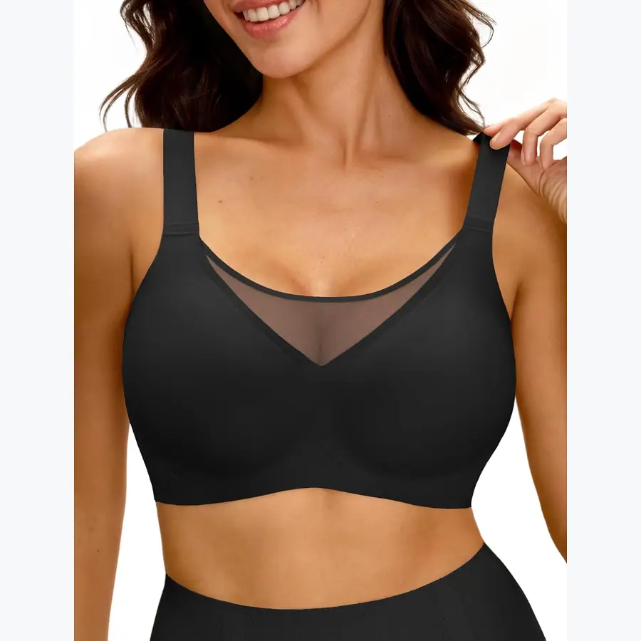 LUCKMEEY Jelly Bras for Women No Underwire Wireless Bras Removable Wide Straps (U/Cross) Push