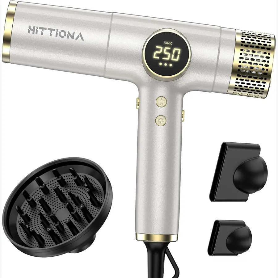HITTIONA Travel Hair Dryer: Dual Voltage Blow Dryer with Diffuser